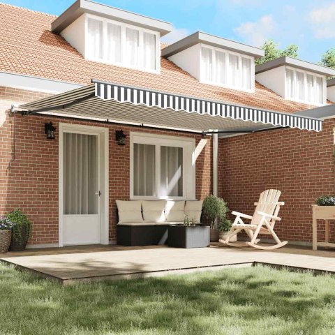 VidaXL Automatyczna markiza, antracytowo-biała, 450x300 cm