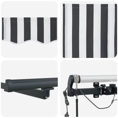 VidaXL Automatyczna markiza z LED, antracytowo-biała, 450x300 cm