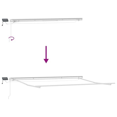 VidaXL Ręcznie zwijana markiza z LED, antracytowo-biała, 450x300 cm