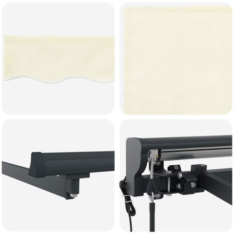 VidaXL Markiza zwijana Kremowy 300 x 250 cm Poliester i aluminium