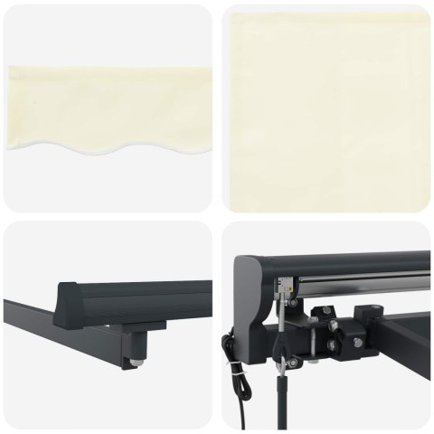 VidaXL Markiza zwijana Kremowy 350 x 250 cm Poliester i Metal