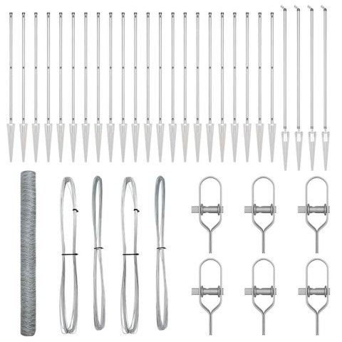 VidaXL Słupek ogrodzeniowy. Srebrny 50 x 1,6 m (siatka 36 mm) Stal