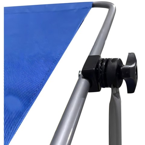 LEŻAK SKŁADANY PLAŻOWY Z DASZKIEM NA KÓŁKACH 112x62x60-90CM NIEBIESKI