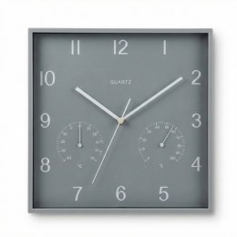 ZEGAR ŚCIENNY KWADRATOWY TERMOMETR I HIGROMETR 28X28CM ARTICASA SZARY