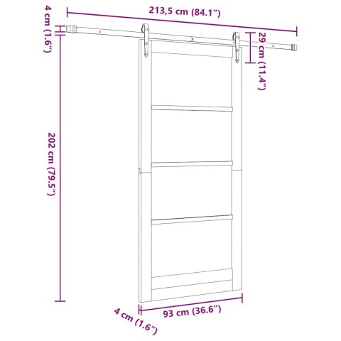 VidaXL Drzwi przesuwne ORKDAL Biały 93 x 202 cm Lite drewno sosnowe