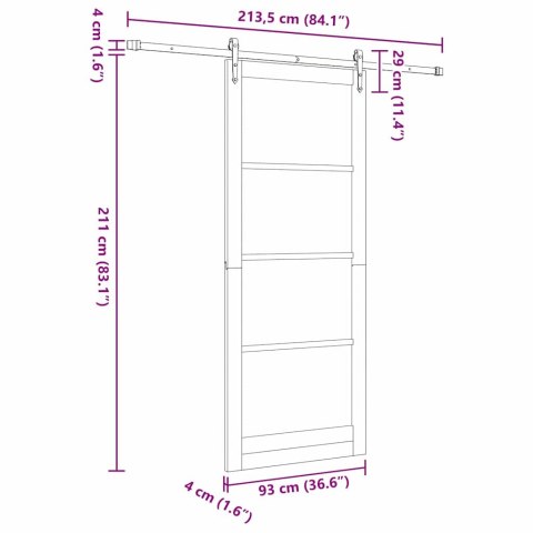 VidaXL Drzwi przesuwne ORKDAL Biały 93 x 232 cm Lite drewno sosnowe