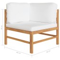 2-osobowa ławka ogrodowa z kremowymi poduszkami, drewno tekowe