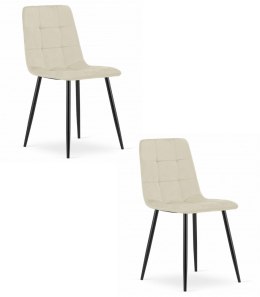 Krzesło KARA - jasny beż aksamit / nogi czarne x 2