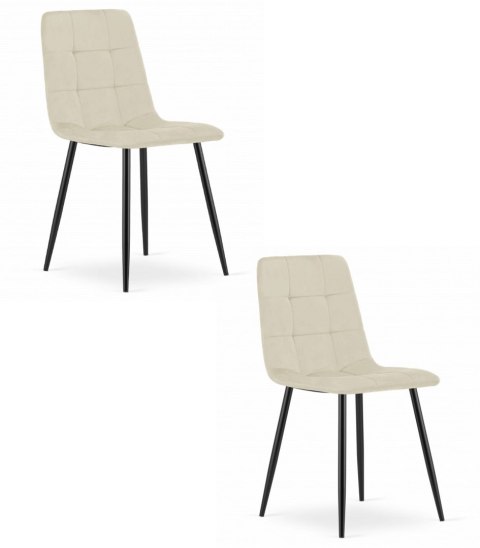 Krzesło KARA - jasny beż aksamit / nogi czarne x 2