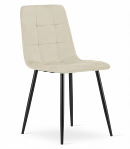 Krzesło KARA - jasny beż aksamit / nogi czarne x 2