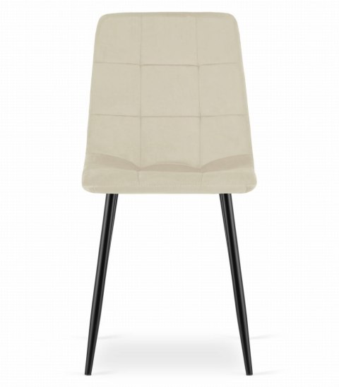 Krzesło KARA - jasny beż aksamit / nogi czarne x 2