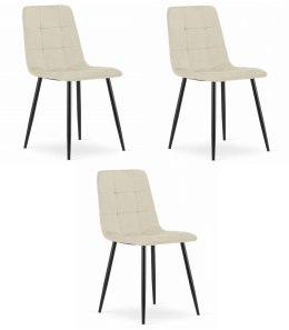 Krzesło KARA - jasny beż aksamit / nogi czarne x 3