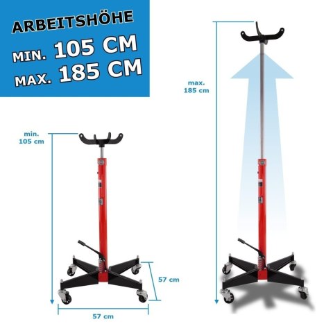 Podnośnik stojak do silników i skrzynie biegów do 500kg 105-185cm Czerwony