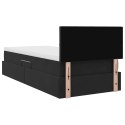 VidaXL Łóżko z miejscem na przechowywanie i LED Czarny 100 x 200 cm