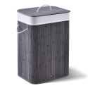 Bambusowy kosz na pranie 72l z pokrywą i workiem, szary