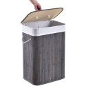 Bambusowy kosz na pranie 72l z pokrywą i workiem, szary