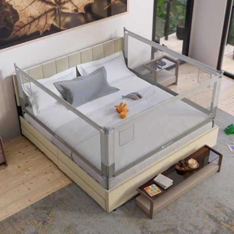 Barierka zabezpieczająca do łóżka dziecięcego 200 cm szara