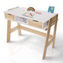 Białe biurko dziecięce z szufladami i półkami, regulacja