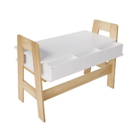 Białe biurko dziecięce z szufladami i półkami, regulacja