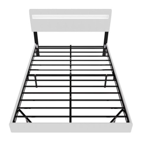 Białe łóżko LED 200x140 cm z regulowanym zagłówkiem