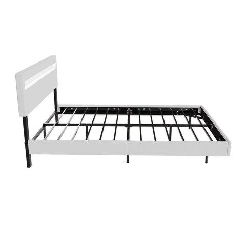 Białe łóżko LED 200x140 cm z regulowanym zagłówkiem