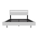 Białe łóżko LED 200x140 cm z regulowanym zagłówkiem