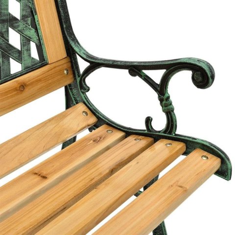 Drewniana ławka ogrodowa z żeliwnymi bokami 2-osobowa