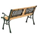 Drewniana ławka ogrodowa z żeliwnymi bokami, 2-osobowa