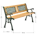 Drewniana ławka ogrodowa z żeliwnymi bokami, 2-osobowa