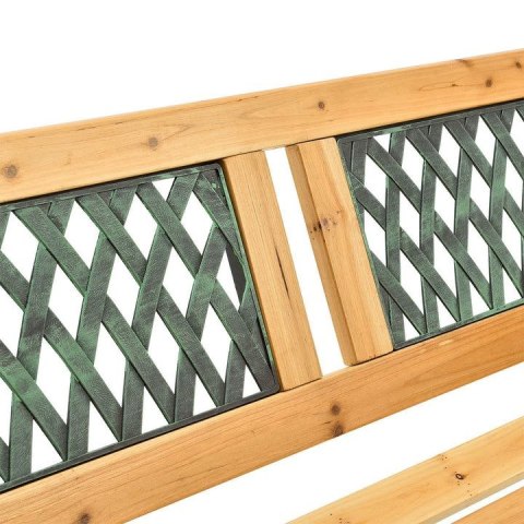Drewniana ławka ogrodowa z żeliwnymi bokami, 2-osobowa