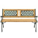 Drewniana ławka ogrodowa z żeliwnymi bokami, 2-osobowa