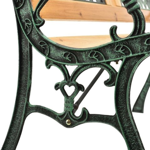 Drewniana ławka ogrodowa z żeliwnymi bokami, 2-osobowa