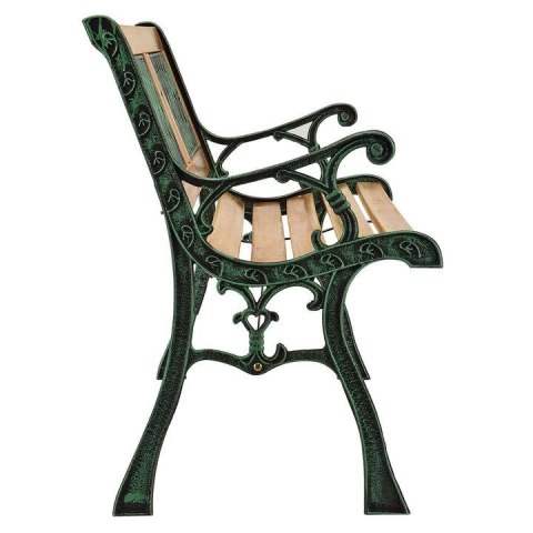 Drewniana ławka ogrodowa z żeliwnymi bokami, 2-osobowa