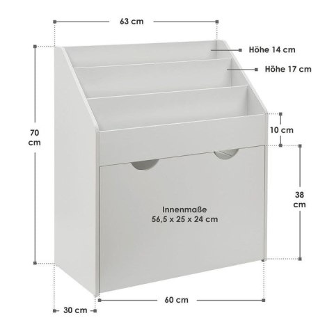 Kolorowy regał dziecięcy na książki i zabawki ze zwierzątkam