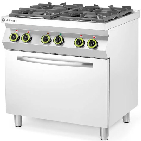 Kuchnia gazowa 4 palniki z elektrycznym piekarnikiem konwekcyjnym GN1/1 Kitchen Line - Hendi 225882