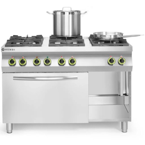Kuchnia gazowa 6 palników z piekarnikiem elektrycznym GN1/1 Kitchen Line - Hendi 225899