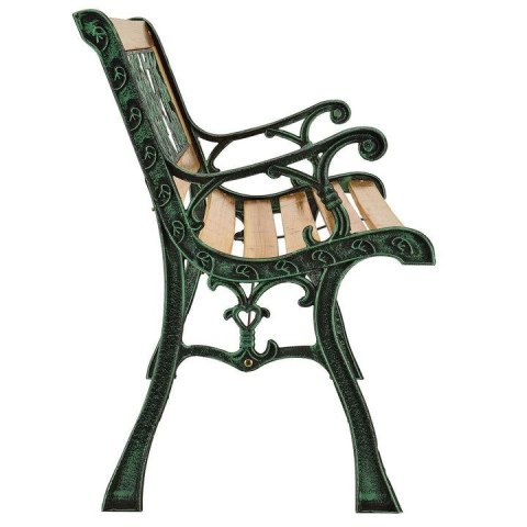Ławka ogrodowa z żeliwa i drewna, motyw róż, 2-osobowa