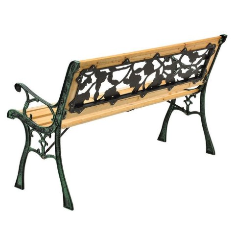 Ławka ogrodowa z żeliwa i drewna, motyw róż, 2-osobowa