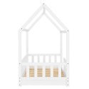 Łóżko domek z barierką 90x200 cm białe, drewno sosnowe