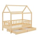 Łóżko domek z szufladami 90x200 cm sosna dziecięce