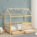 Łóżko domek z szufladami 90x200 cm sosna dziecięce