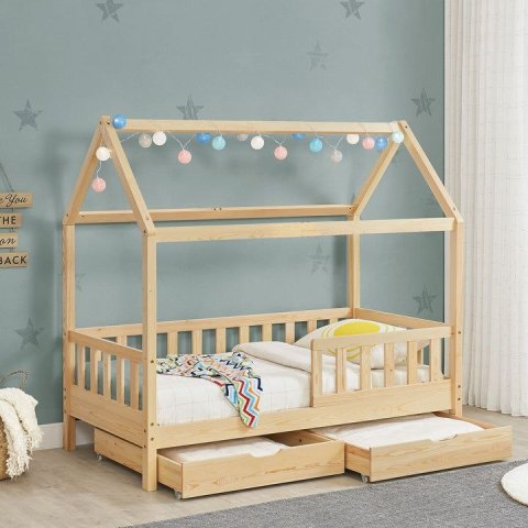Łóżko domek z szufladami 90x200 cm sosna dziecięce