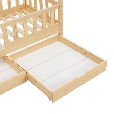 Łóżko domek z szufladami 90x200 cm sosna dziecięce