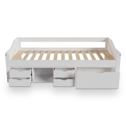 Łóżko dziecięce białe 90x200 z szufladami i półką na zabawki