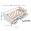 Łóżko dziecięce białe 90x200 z szufladami i półką na zabawki