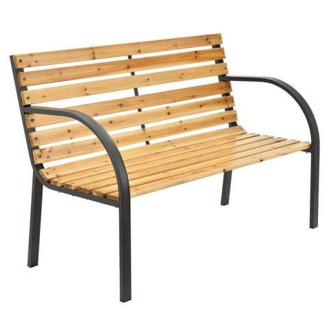Stylowa ławka ogrodowa z drewna i metalu, 2 miejsca, 120 cm