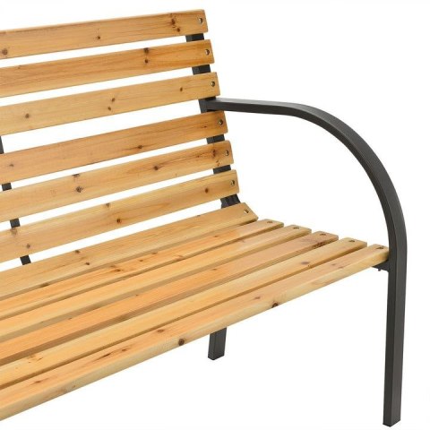 Stylowa ławka ogrodowa z drewna i metalu, 2 miejsca, 120 cm