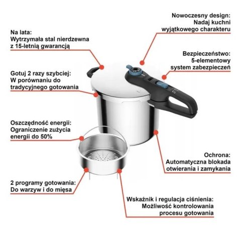Szybkowar TEFAL Secure Trendy 8L P2584401 (WYPRZEDAŻ)