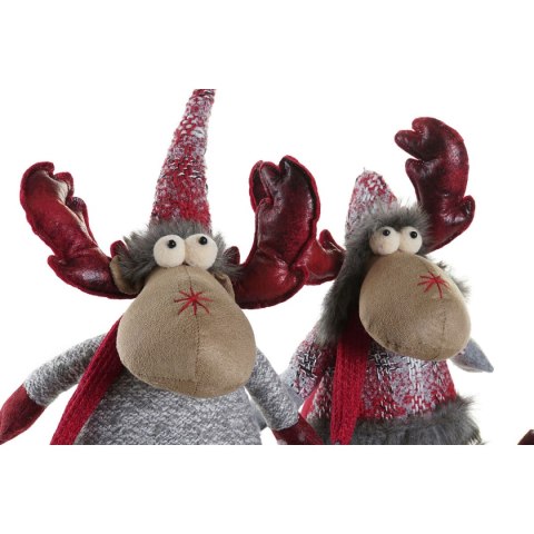 Ozdoby świąteczne DKD Home Decor Czerwony Szary Renifer 27 x 19 x 32 cm (2 Sztuk)