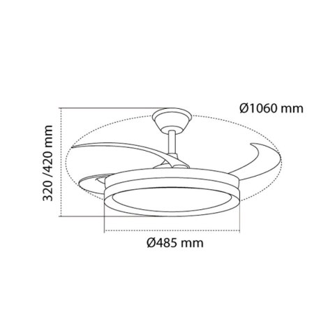 Wentylator sufitowy CristalRecord EVO RETRAC Przezroczysty 72 W